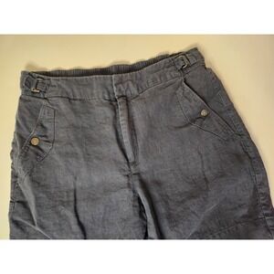 Athleta Voyager‎ Blue 100% Linen Shorts Womens Size 10